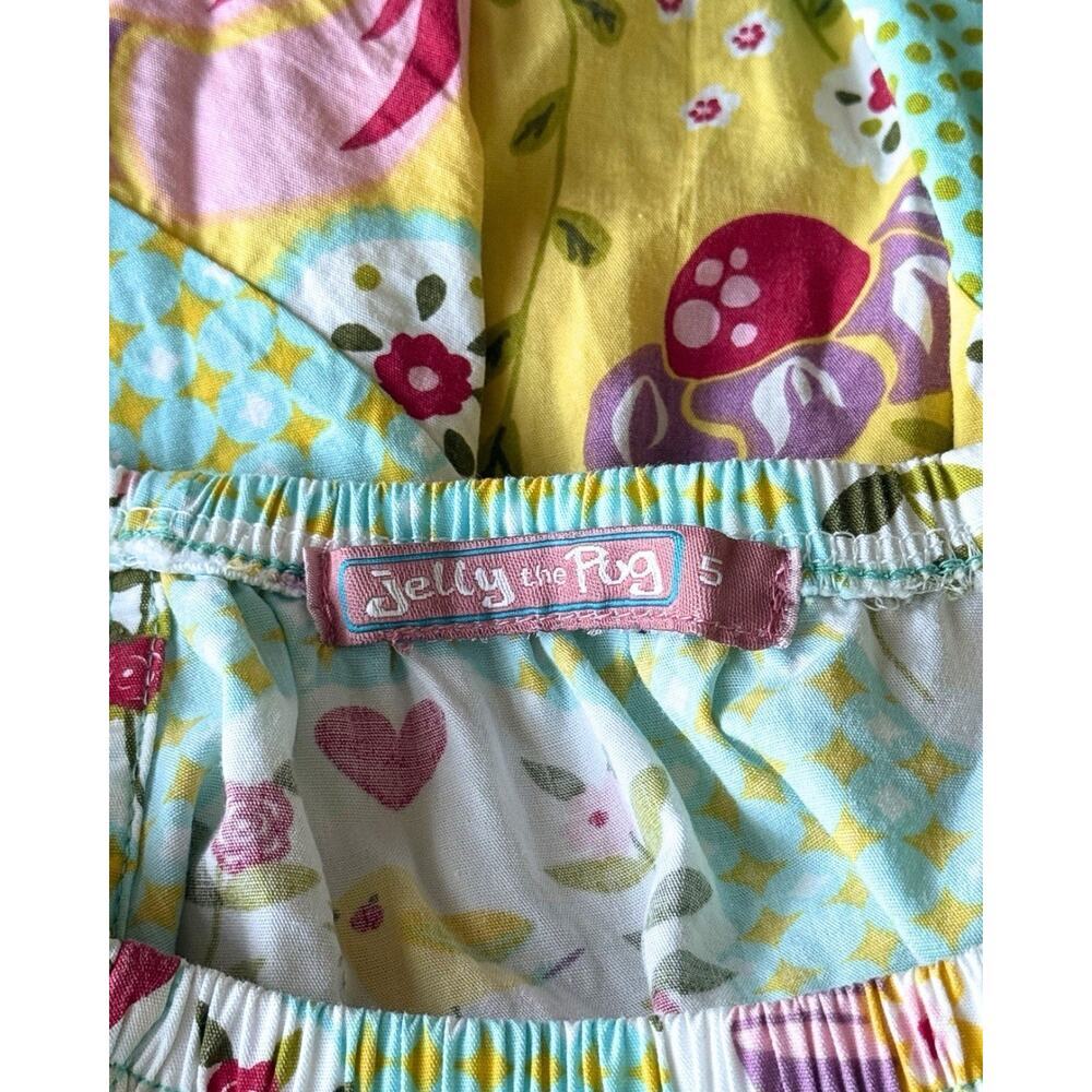 Jelly The Pug Girls Dress Size 5 Patchwork Floral Ruffle Twirl Easter Spring - Picture 6 of 6